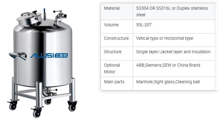Cosmetic SUS Pressurized Tanks with Viscosity Cream/Lotion/Gel/Paste Stainless Steel Storage Tank